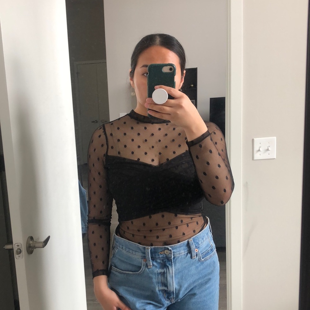 Black sheer body suit